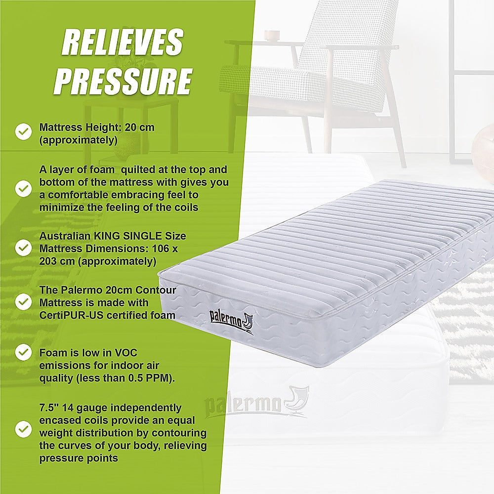 Palermo King Single Mattress Memory Foam Green Tea Infused CertiPUR Approved