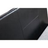 King Single PU Leather Bed Frame Black - Close-Up Angle