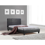 King Single PU Leather Bed Frame Black - Front View