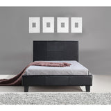 King Single PU Leather Bed Frame Black - Side View