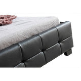 King Single PU Leather Deluxe Bed Frame Black - Top-Down View