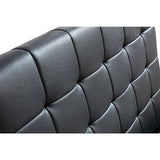 King Single PU Leather Deluxe Bed Frame Black - Rear View