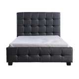 King Single PU Leather Deluxe Bed Frame Black - Close-Up Angle