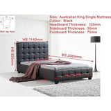 King Single PU Leather Deluxe Bed Frame Black - 45-Degree Angle