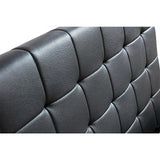 King Single PU Leather Deluxe Bed Frame Black - Top-Down View
