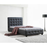 King Single PU Leather Deluxe Bed Frame Black - Side View