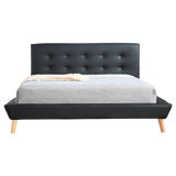 Double PU Leather Deluxe Bed Frame Black - Rear View