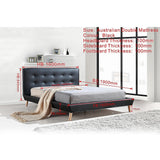 Double PU Leather Deluxe Bed Frame Black - Low Angle