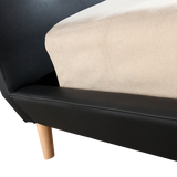 Queen PU Leather Deluxe Bed Frame Black - Rear View