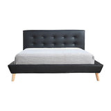 Queen PU Leather Deluxe Bed Frame Black - Low Angle