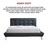 Queen PU Leather Deluxe Bed Frame Black - Extra Image