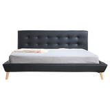King PU Leather Deluxe Bed Frame Black - Rear View