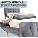 Double Linen Fabric Deluxe Bed Frame Grey - Rear View
