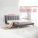 Double Linen Fabric Deluxe Bed Frame Grey - Extra Image