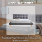 Double Linen Fabric Deluxe Bed Frame Grey - Extra Image