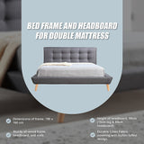 Double Linen Fabric Deluxe Bed Frame Grey - Extra Image