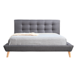 Double Linen Fabric Deluxe Bed Frame Grey - 45-Degree Angle