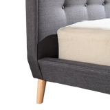 Queen Linen Fabric Deluxe Bed Frame Grey - 45-Degree Angle