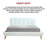 Queen PU Leather Deluxe Bed Frame White - Extra Image