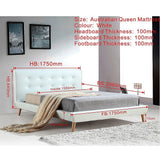 Queen PU Leather Deluxe Bed Frame White - Extra Image