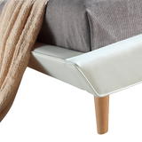Queen PU Leather Deluxe Bed Frame White - Top-Down View