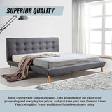 King Linen Fabric Deluxe Bed Frame Grey - Extra Image