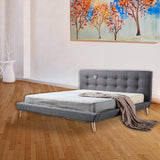 King Linen Fabric Deluxe Bed Frame Grey - Close-Up Angle