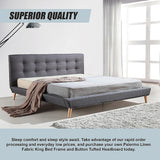 King Linen Fabric Deluxe Bed Frame Grey - Extra Image