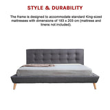 King Linen Fabric Deluxe Bed Frame Grey - Extra Image