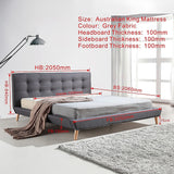 King Linen Fabric Deluxe Bed Frame Grey - Extra Image