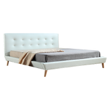 King PU Leather Deluxe Bed Frame White
