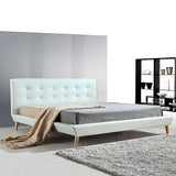 King PU Leather Deluxe Bed Frame White - Front View