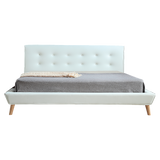 King PU Leather Deluxe Bed Frame White - 45-Degree Angle