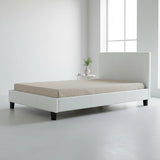 King Single PU Leather Bed Frame White - Front View
