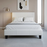 King Single PU Leather Bed Frame White - 45-Degree Angle