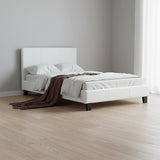 King Single PU Leather Bed Frame White - Close-Up Angle