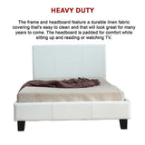 King Single PU Leather Bed Frame White - Low Angle