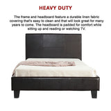 King Single PU Leather Bed Frame Brown - Extra Image