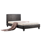 King Single PU Leather Bed Frame Brown