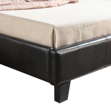 King Single PU Leather Bed Frame Brown - 45-Degree Angle