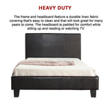 King Single PU Leather Bed Frame Brown - Close-Up Angle