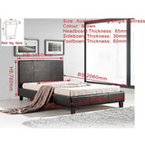 King Single PU Leather Bed Frame Brown - Low Angle
