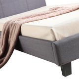 King Single Linen Fabric Bed Frame Grey - Top-Down View