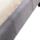 King Single Linen Fabric Bed Frame Grey - Rear View