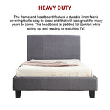 King Single Linen Fabric Bed Frame Grey - Extra Image