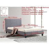 King Single Linen Fabric Bed Frame Grey - Extra Image