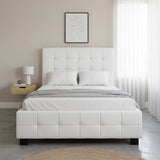 King Single PU Leather Deluxe Bed Frame White - Side View