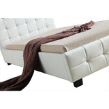 King Single PU Leather Deluxe Bed Frame White - Top-Down View