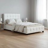 King Single PU Leather Deluxe Bed Frame White - 45-Degree Angle