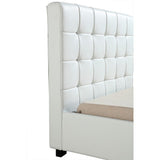 King Single PU Leather Deluxe Bed Frame White - Close-Up Angle